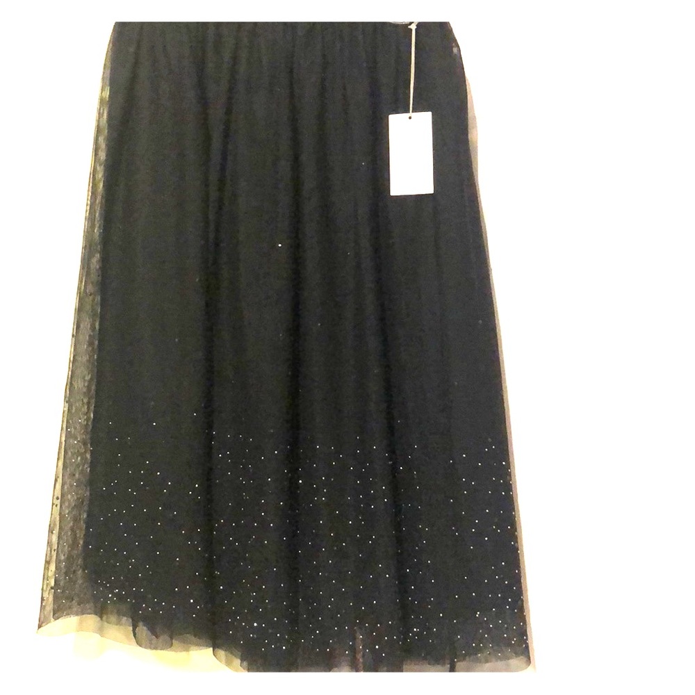 A black skirt with silver embellishments